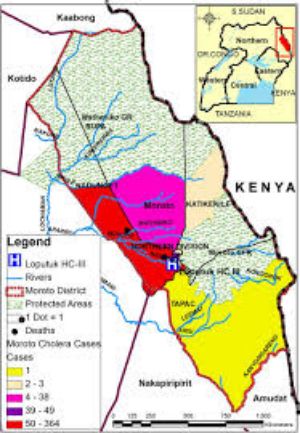 Map of Moroto in Uganda